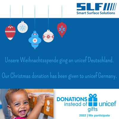 SLF Weihnachtsspende 2022 an unicef Deutschland