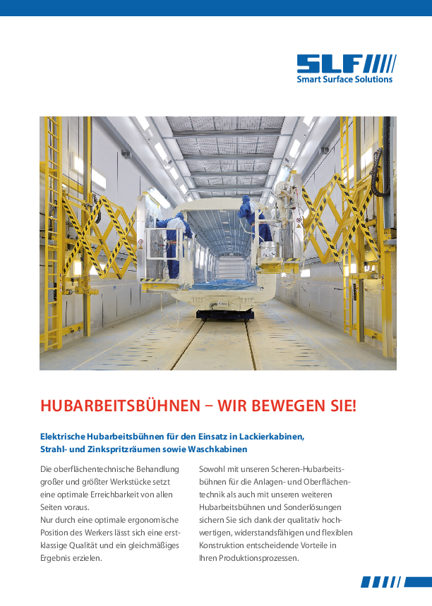 Hier finden Sie alle Details zu SLF-Hubarbeitsbühnen für die Oberflächentechnik
