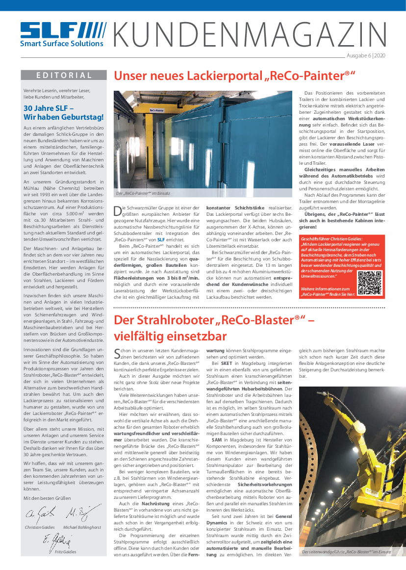 Das SLF Kundenmagazin 2020 steht Ihnen zum download zur Verfügung