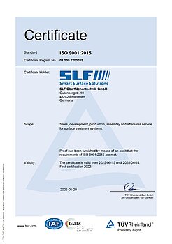 SLF Oberflächentechnik Quality Management-Certificate DIN EN ISO