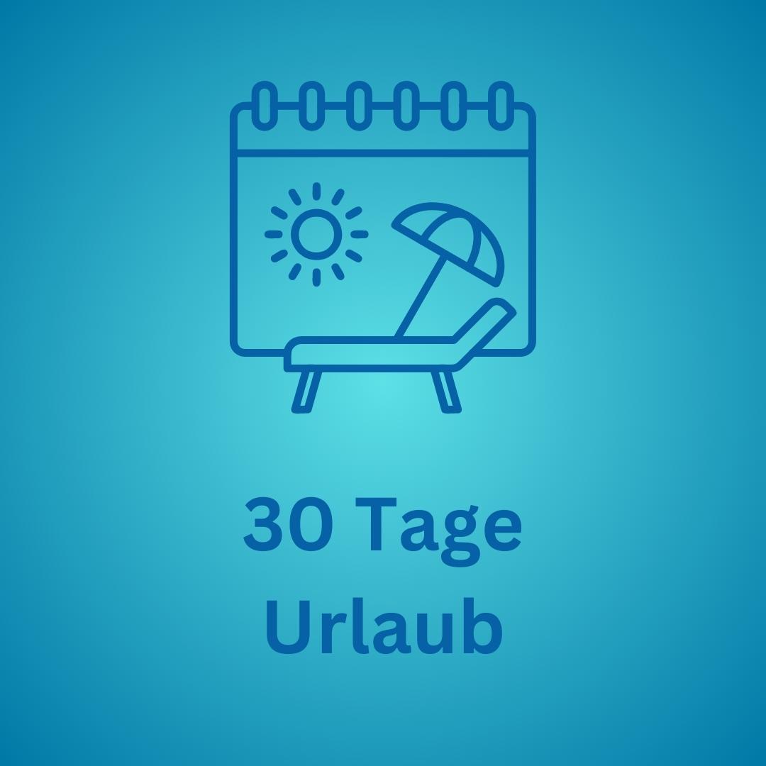 Um Dich gut erholen zu können, gewähren wir Dir 30 Tage Jahresurlaub!